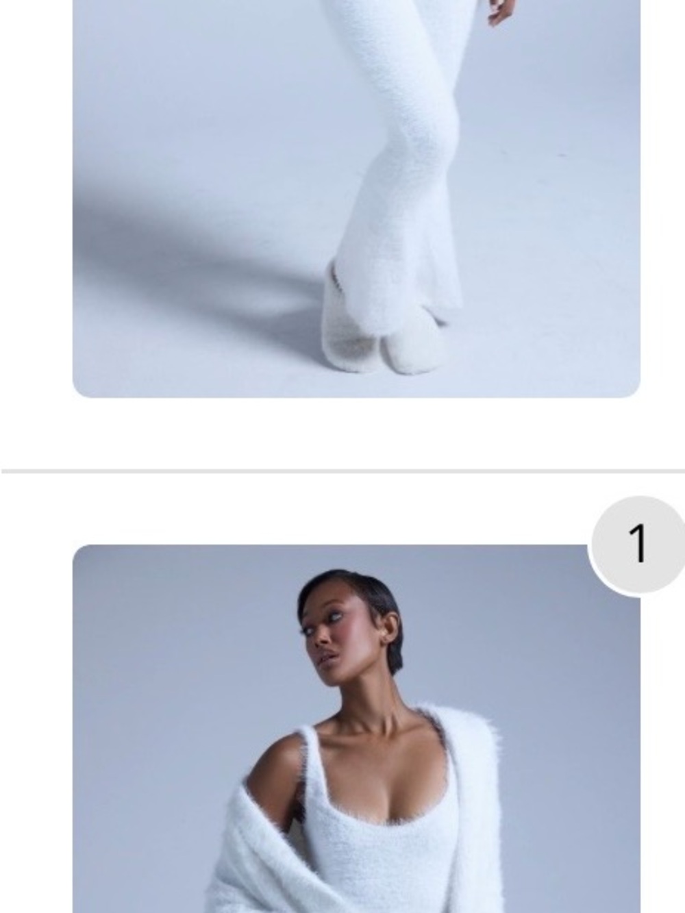 AKIRA White Fuzzy Knit Jumpsuit